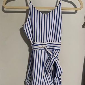 Girls blue and white striped romper